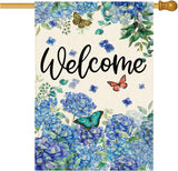 Spring Hydrangea Garden Flag 28 X 40 Inch Double Sided Summer Blue Flower Floral Hydrangea