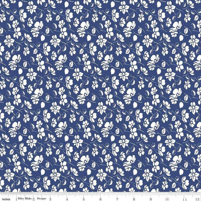 Always in Season Daisy Navy - C15104-NAVY - Riley Blake Designs - Floral Fabric Flowering Plants