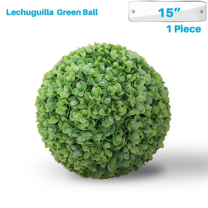 15-inch artificial lechuguilla green ball decor, dense faux leaf sphere