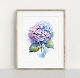 Hydrangea Print, Watercolour Garden Flower Painting Wall Art, Unframed Hydrangea