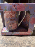 Kent Pottery Carnation Flower & Hummingbird Mug With Lid Set Carnation