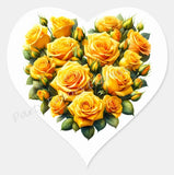 YELLOW ROSES ENVELOPE SEALS LABELS STICKERS PARTY FAVORS - (Heart Shaped) Roses