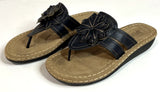 BERKLEY JENSEN Womens Thong Sandals Carnation Flower 8 1/2M  Black Carnation