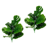 2 Pcs Artificial Plants Look Real Fake Leaves Simulated Leaf Decoration Jungle Green Plant