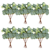 40 Pieces of Artificial Greening Eucalyptus Stem Artificial White Seeds Plant... Green Plant