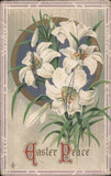 Easter Flowers Peace White Lilies Floral Illustration Antique Vintage Postcard Lily