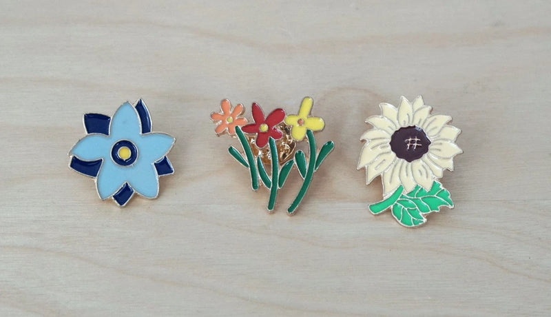 3 Floral Colorful Spring Enamel Lapel Brooch Style Flower Sunflower Daisy Pins Sunflower