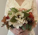 Beautiful Bridal Wedding Bouquet Budget Handmade Faux Floral Red Pink White Bouquet
