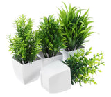 4pcs Faux Greenery Potted Plant Decor Artificial Bonsai Arrangement Home Office Green Plant