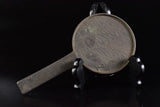 S5184: Japanese Old Copper Pampas grass sculpture Old HAND MIRROR, auto Pampas Grass