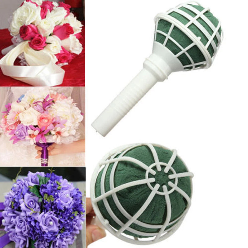2Pcs Bridal Wedding Flower Decor Bouquet Foam Holder Handle Base Bracket Supply Bouquet