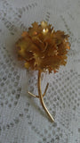 Giovanni Gold Plated Carnation Flower Brooch Vintage 3" Signed Carnation