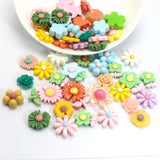 50 Assorted Flatback Resin Rose Daisy Flower Cabochons Embellishments Scrapbook Roses