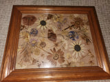 Vintage Pressed Flowers In Picture Frame 8x10 Dried Flower