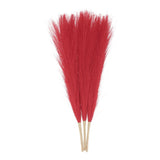 3pcs Dried Faux Pampas Grass 17" Artificial Pampas Grass Decor Red Pampas Grass