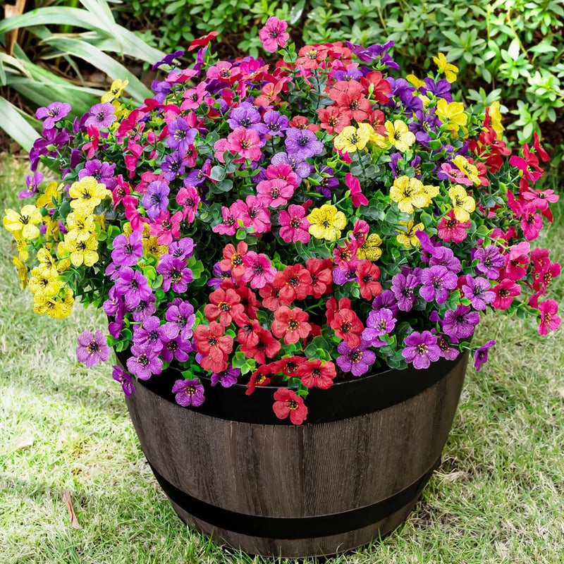 20 Bundles Artificial Fake Flowers Faux Eucalyptus Flowers for Outdoor Outsid... Green Plant