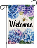 Spring Summer Hydrangea Welcome Garden Flag 12X18 Inch Double Sided Floral Small Hydrangea