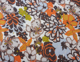 Bohemian Flower Fabric by the Yard Orange Brown Nylon Rayon 9/13 Flowering Plants