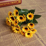 1 Bouquet 14 Heads Artificial Flower Fake Wedding Small Sunflower Home cute Deco Sunflower