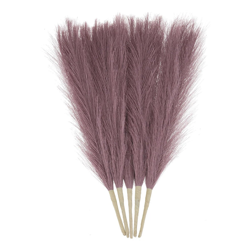 5pcs Dried Faux Pampas Grass 17" Artificial Pampas Grass Decor Light Purple Pampas Grass