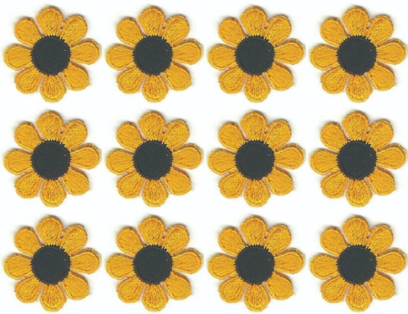 Yellow Daisy Flower Patch Embroidered Cut out Iron on Sew on (1" in) Lot of 12 Daisies