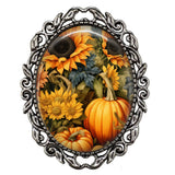 Fall Harvest Pumpkins Sunflowers Nostalgic Charm Decorative Thanksgiving Brooch Sunflower