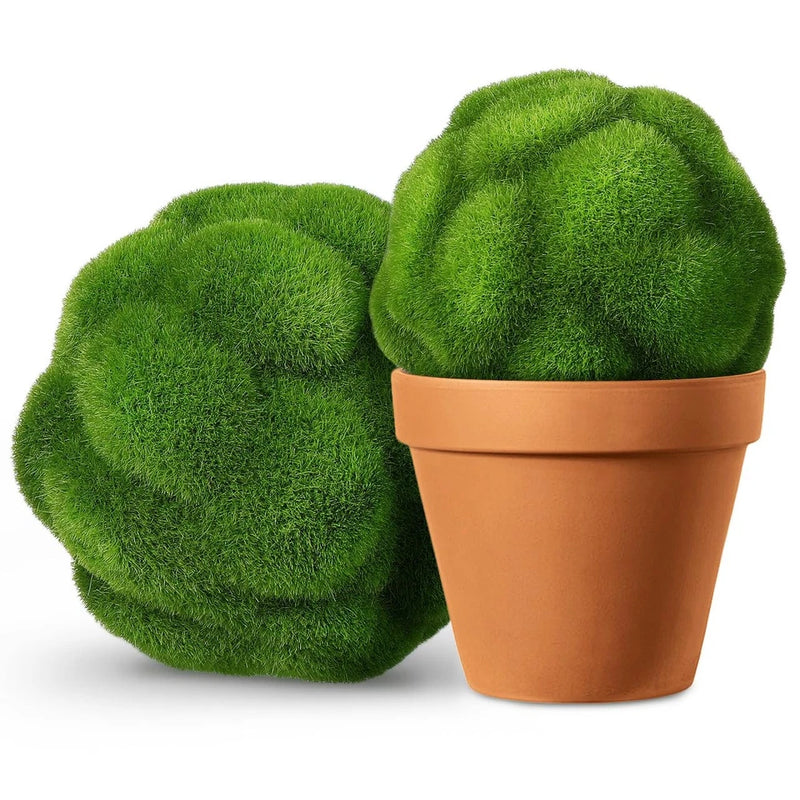 Faux Moss Balls 4.7 Inch Decorative Green Mossy Orbs for Home Garden Office C... Green Plant