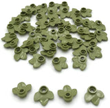 Lego 50 New Olive Green Plant Plates Round 1 x 1 with 3 Tree Leaves Green Plant