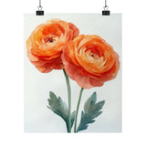 Boho Peach Ranunculus Flower Art Print Poster, Minimalist Floral Wall Art 5 Ranunculus