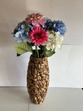 Large 27" Silk Floral Bouquet - Mixed Dahlia & Hydrangea - Pink/Blue/White Faux Hydrangea