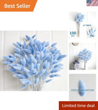 120 PCS Blue Dried Pampas Grass Decor, 17-inch Pompas Floral, Dry Flowers for... Flowering Plants