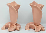 Pair of Pink Calla Lily Ceramic Vases vintage 7.75