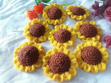 Lot 8 Handmade crochet Sun flower 2.5" Yellow-brown  Appliques DIY Sunflower