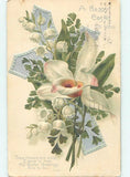 Pre-Linen easter religious LILY OF THE VALLEY FLOWERS WITH JESUS CROSS hr2052 Lily