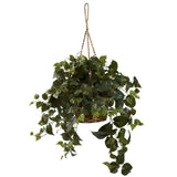 24" TALL ARTIFICIAL SILK PHILODENDRON FAKE HANGING BASKET PLANT NEW Green Plant