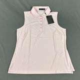 G/Fore G4 Golf Shirt Polo Silky Tech Sleeveless Medium Pink Nylon NWT MSRP $110 Roses