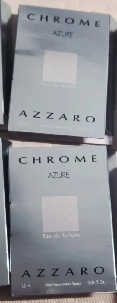 2 x Azzaro Chrome Azure Eau de Toilette Travel Sample Spray 0.04 fl oz Each NEW EDT