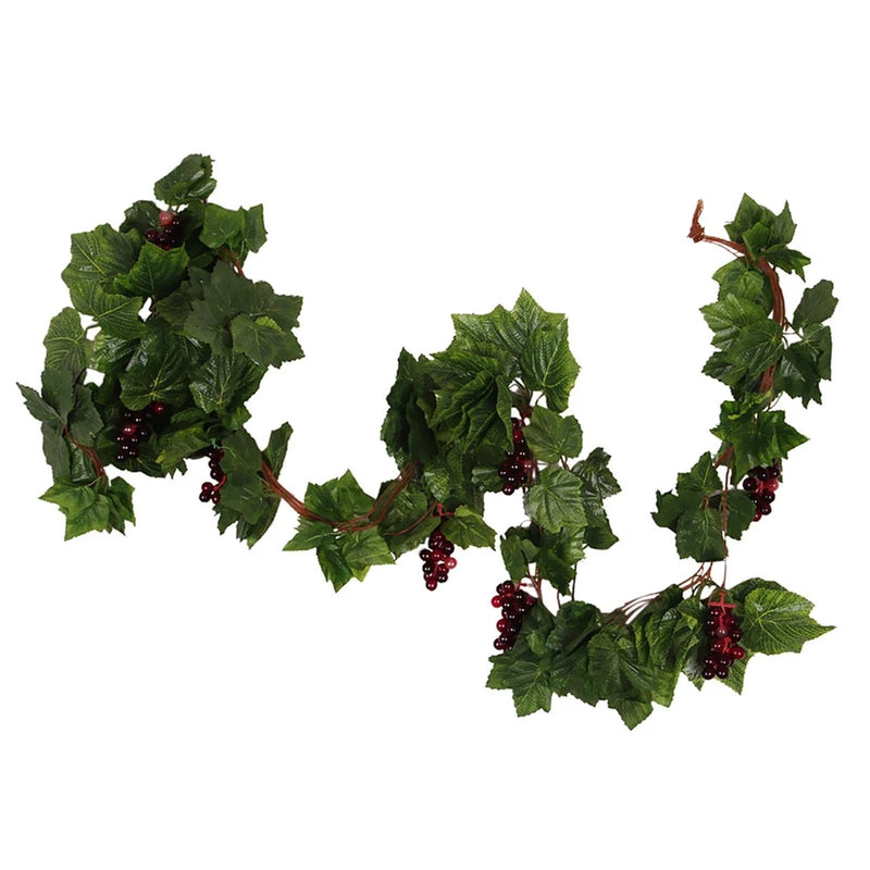 Artificial Silk Grape Vine Fruit Rattan with Plastic Grape Green Plant