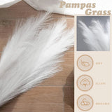 43" Fake Dried Pampas Grass, 4 Pcs Natural Fluffy White Faux Pompous Grass, T... Pampas Grass