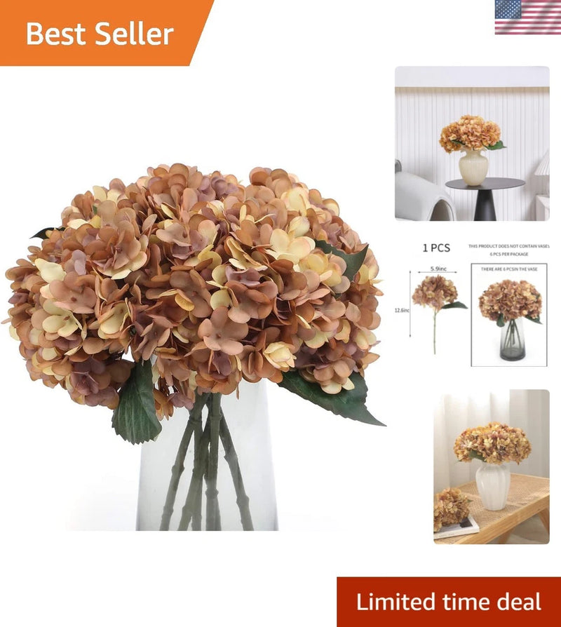 Vintage 6 Piece Silk Hydrangea Bouquet Set - Perfect for Weddings & Home Decor Hydrangea