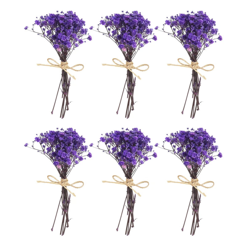 6 Pcs Mini Dried Flower Bouquet Baby's Breath Boho DIY Gift Blue Purple Dried Flower