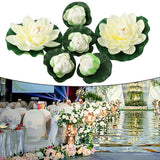 Artificial Lotus Floating Plants Water Lily Flower Leaf Pond Decor Fake Green Plant