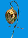 Hand-Painted Glass Ornament  Embossed Calla Lily Design & Gold Glitter Accents 5 Lily