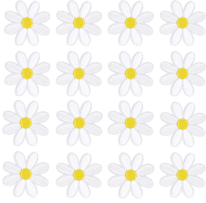 Daisy Flower Iron On Patches Embroidered Applique for Clothing Repair 30pcs Daisies
