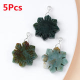 5Pcs 30x7mm Indian Agate Carved Snowflake Christmas Sunflower Pendant HT2995 Sunflower