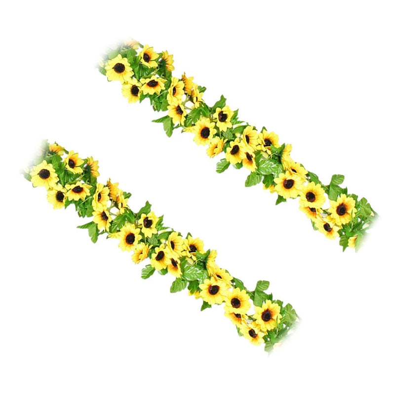 2pcs 2. Hanging Rattan Sunflower Vine DIY Artificial Vine Botanical Greenery Green Plant
