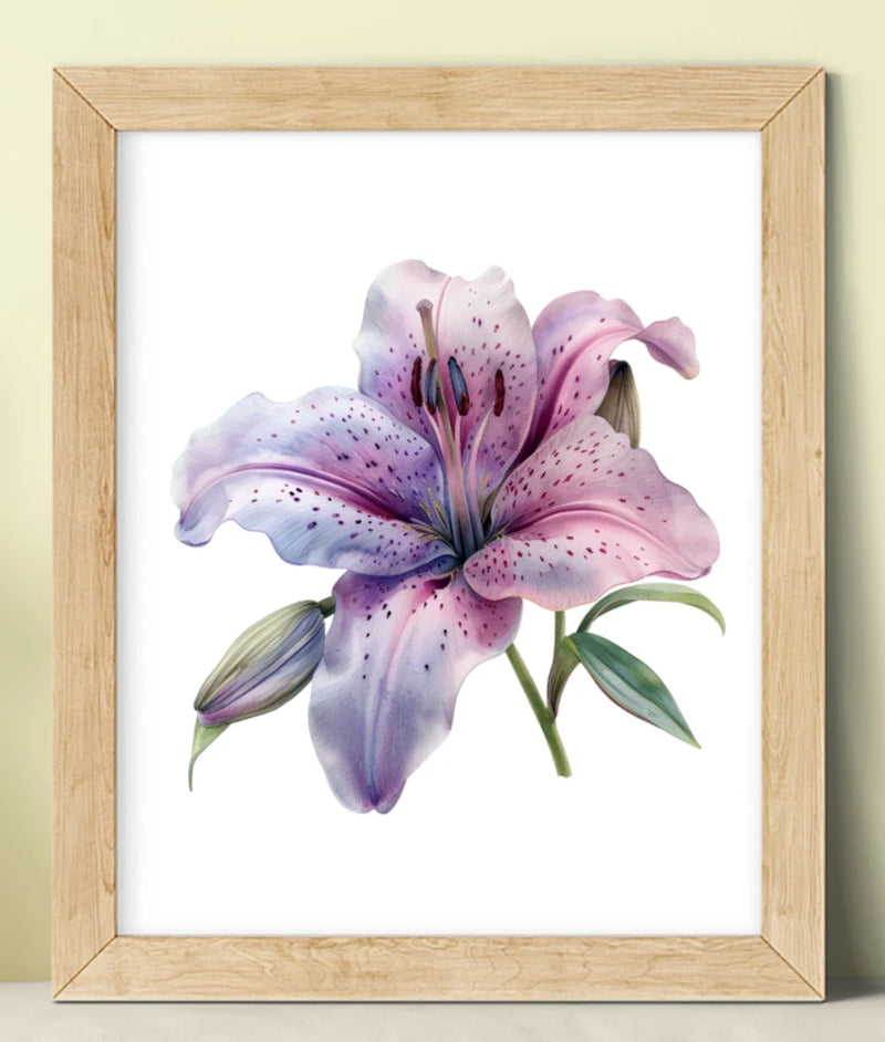 Floral Art Print, Purple Lily Print, Botanical Nature Wall Art Decor #577 Lily