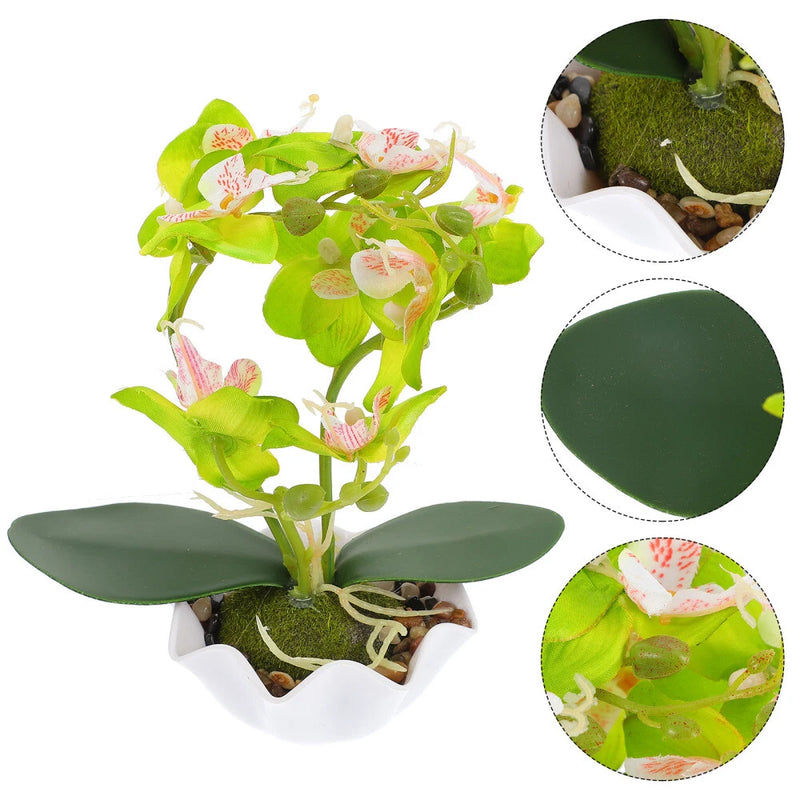 Artificial Orchid Potted Plant Cymbidium Flowers Indoor Decorative Green Plant