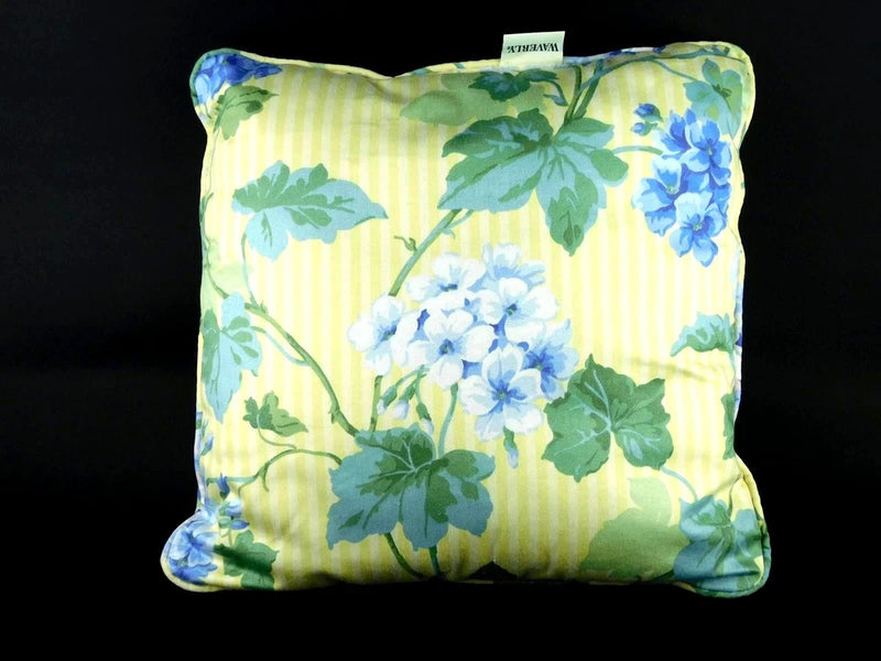 Waverly Blossom Hill Throw Pillow Hydrangea Blue Yellow Floral 16" x 16" Vintage Hydrangea
