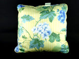 Waverly Blossom Hill Throw Pillow Hydrangea Blue Yellow Floral 16" x 16" Vintage Hydrangea